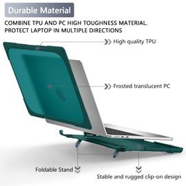 Batianda for New MacBook Air 13.6 inch Case 2022 2023 2024 Release Model A2681(M2) A3113(M3), Heavy Duty Shockproof Protective Hard Shell with Fold Kickstand & Keyboard Cover Screen Protector, Teal