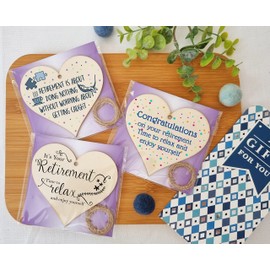 Set of 3 Hanging Decorations Wooden Hearts Retirement Colleague Gift | Doing Nothing Not Getting Caught | Time to Relax Enjoy