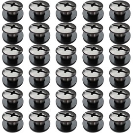 SHSMPXOY 30 Set Chicago Screws Posts for Leather Rivets M5*4mm Chicago Book Binding Screws Rivets Cross Head Chicago Button Screws for DIY Book Scrapbook Bookbinding, Bags,Collars(Gloss Black)