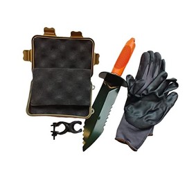 Calces365 13" Serrated Metal Detecting Edge Digger with Detecting Gloves and Pinpointer Clip and Finds Box