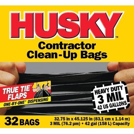 Poly-America 5101357 42 gal Contractor Bag44; Black - 32 Count