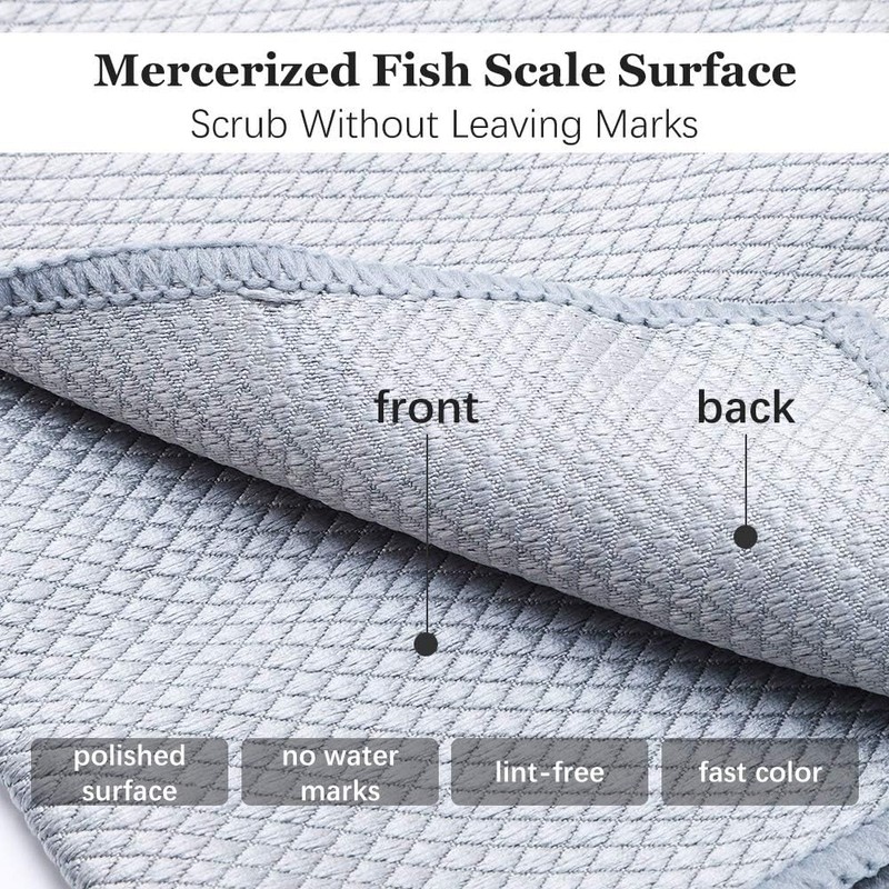 saerryor Microfiber Cleaning Cloth,8 Pack Fish Scale Reusable Absorbent Polishing