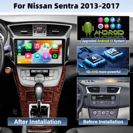 UNITOPSCI 4G+64G Android Car Radio for Nissan Sentra 2013-2017 CarPlay Android Auto GPS Navigation 10.1" HD 1280 * 720 Touchscreen DSP 32EQ BT 5.0 FM/RDS Mirror Link WiFi Backup Camera Mic