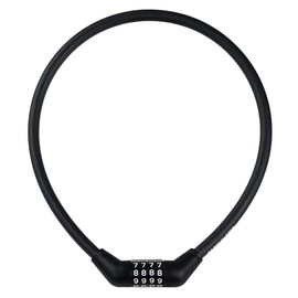 Captain Stag Y-7908 Bicycle Key Lock, Wire Lock, 4-Digit Dial, Length 25.6 inches (650 mm), Diameter 0.5 inches (12 mm), Change Passcode, Matte Black