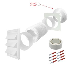 SPARES2GO Air Conditioning External Vent Kit Compatible with Midea 4" 5" 6" 100mm 125mm 150mm Exterior Wall Duct Set (White)
