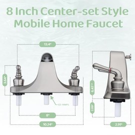 Tub/Shower Faucet 8" with Diverter for RV/Mobile Travel Home, Economical Two Handle Classic Shower Faucet Center-Set (Brushed Nickel)