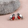 HENRYKA Miniature Robin Stud Earrings in 925 Sterling Silver, Red