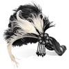 Flapper Girl Black Ivory Ostrich Feather Headpiece, Black-ivory, Size One