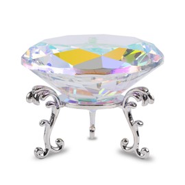 FBBULES Crystal Diamond Paperweight Ornament with Metal Stand and Microfiber Pouch for Home Office Wedding Party Decoration