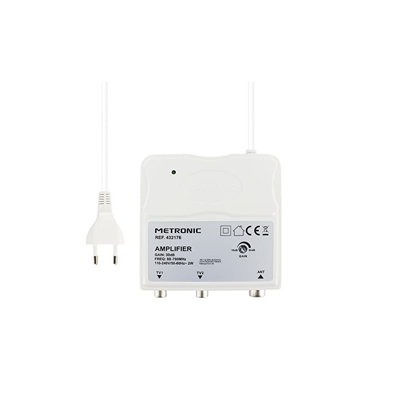 Metronic White Indoor Amplifier VHF UHF with 4G Filter 332176