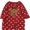 Carters Infant Girls Red Polka Dot Reindeer Sleeper Holiday Pajamas