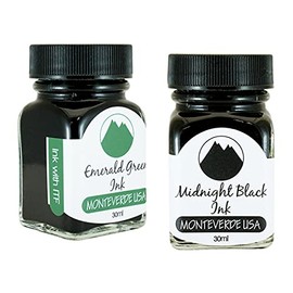 Monteverde 60ml Core Fountain Pen Ink Bottle (30ml Emerald Green Ink Bottle G309EG, 30ml Midnight Black Ink Bottle G309MB)