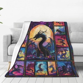 Dragon Throw Blanket Soft Cozy Warm Fuzzy Plush Fleece Blankets for Home Decor Couch Sofa Bed Living Room,Dragon Lovers Flannel Blanket Gifts for Men Women Kids Girls 60"X50"