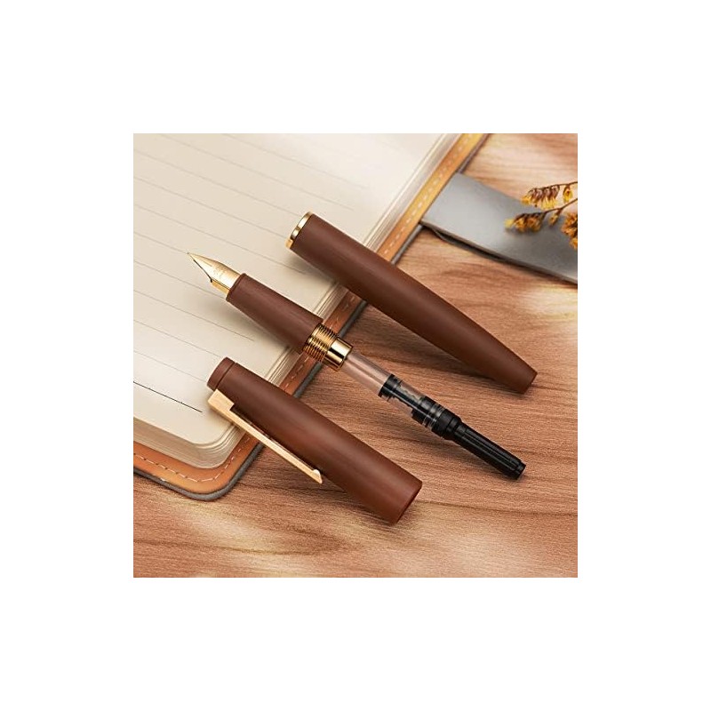Jinhao 80 - Pluma estilográfica de fibra de carbono cepillada,