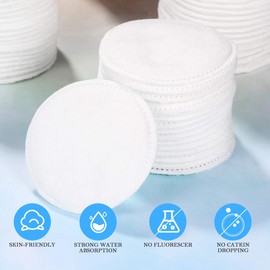 Frcolor Cotton Puff Cosmetic Cotton, Round, 3 Layers, Cotton Pad, Makeup Remover, Face Wiping, For Travel, Business Trips, Commercial Use, Set of 200