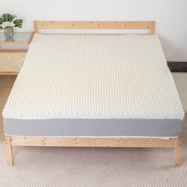 Nutan, 1-Inch Convoluted Copper-Infused Memory Foam Mattress Toppers, Cooling and Pressure Relieving with Airflow Design, Twin, Beige