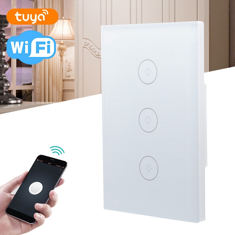3 Gang Smart WiFi Light Switch Panel Touchable Wireless APP