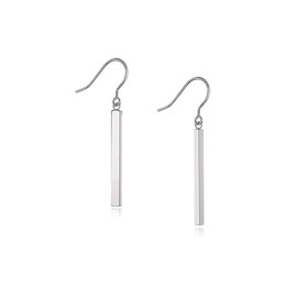 Limerencia Pure Titanium Vertical Bar Dangle Earrings,Lightweight Drop Earrings Hypoallergenic for Sensitive Ears Women Girls (30mm, Shiny grey)
