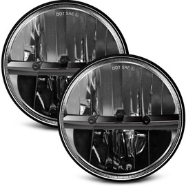ZIMABLUE 7 inch LED Headlight 2PCS Cool White High Low Beam Plug and Play 7" round Headlights H6024 LED Headlight DOT Approved Compatible with Jeep Wrangler JK TJ CJ, Truck SUV etc (Reflector (2pcs))