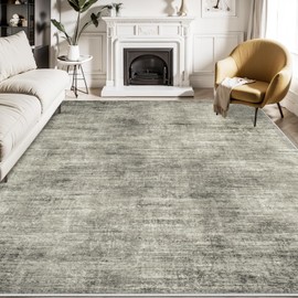 Area Rugs for Living Room: 9x12 Large Soft Washable Rug Modern Abstract Indoor Carpet Non-Slip Backing for Bedroom Dining Room Under Table Home Office Farmhouse- Grey