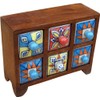 GURU SHOP Apothecary Cabinet with Colourful Ceramic Drawers, Spice Box,