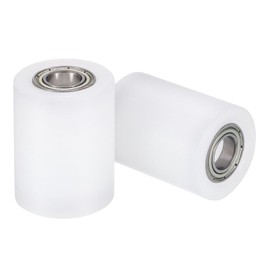 sourcing map 2Pcs Nylon Roller Wheel with Bearings, 3/8" Bore x 1-3/16" Width x 1-5/8" Length, CNC Guiding Wheel Flat Belt Idler, Nylon Pulley (White)