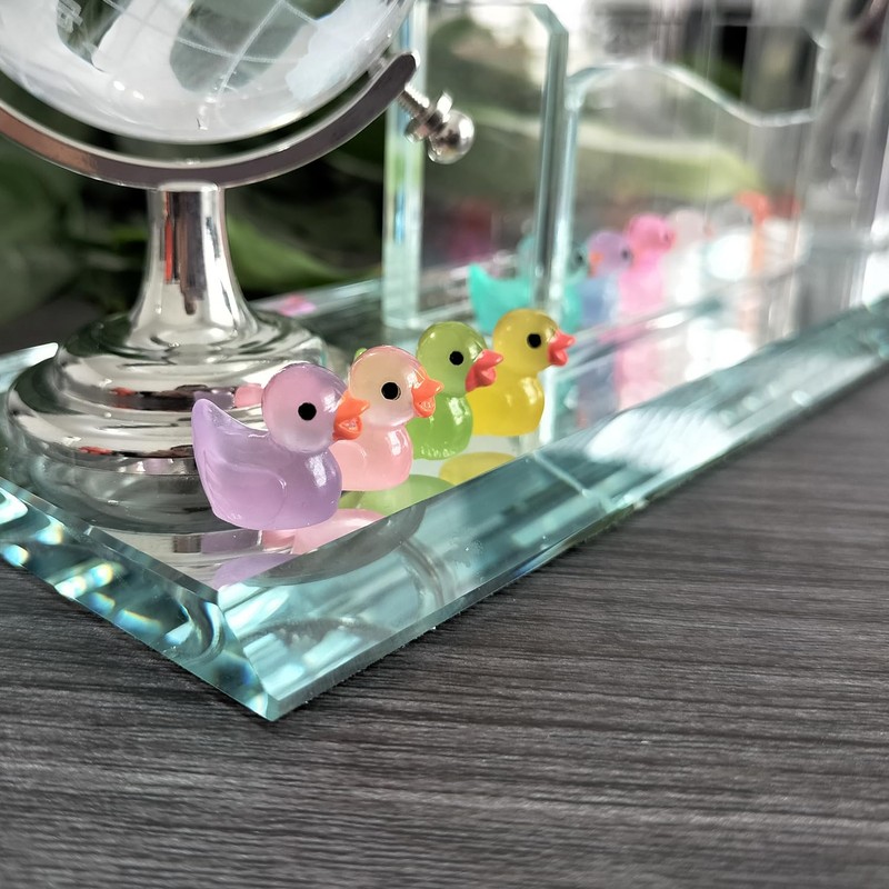 Cidinge 60 Pcs Mini Resin Ducks Luminous Tiny Ducks Miniature