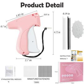 Stitch Gun for Clothes, Tagging Gun for Clothing, Handheld Stitch Gun Quick Clothing Fixer with 2000pcs Fasteners, Mini Sewing Tagging Gun for Quick Repairs, Jeans, Curtains, Includes 6 Needle(Pink)