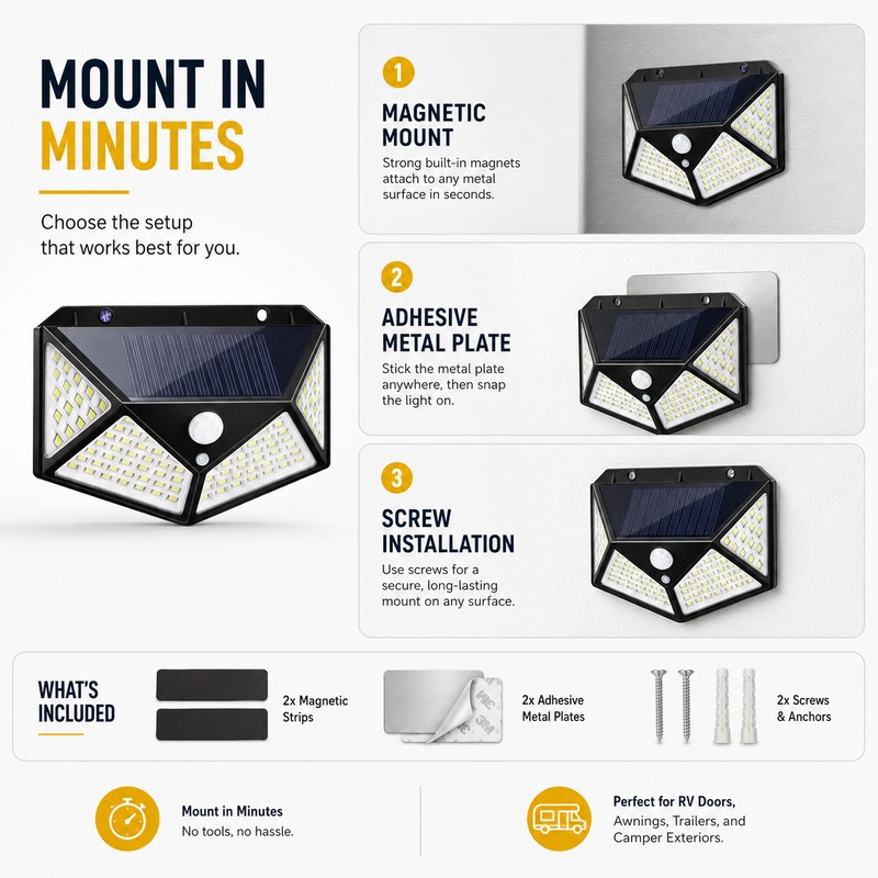 Solar RV Porch Light for Outdoor Use – Motion Sensor