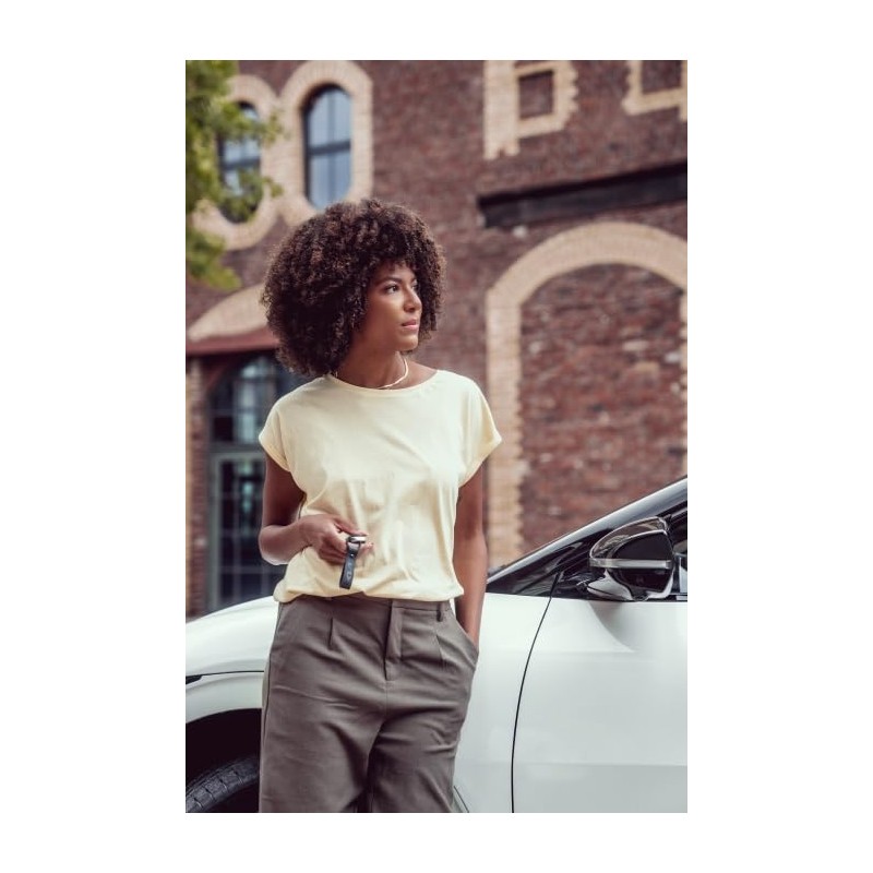 Kia Leather key ring made of recycled leather, midnight black,