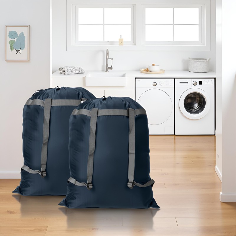 2 Pack Laundry Bag Backpack, 27” x 34”Sturdy Laundry Bag