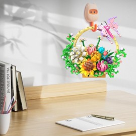 SIENON Flower Bouquet Building Set, Artificial Flowers Bonsai Basket Building Toy, Unique Home Wall Decor-Flowers Botanical Collection Building Kit Gift for Christmas Valentines Mother’s Day (641pcs)