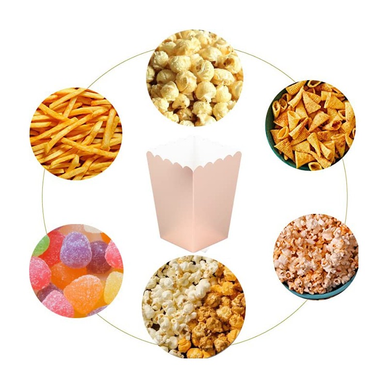 CC wonderland zone 24pcs Rose Gold Mini Popcorn Boxes Paper