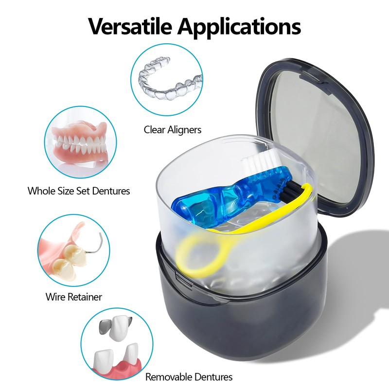 Denture Case Partial Denture Cups for Soaking Dentures, No-Leak Denture