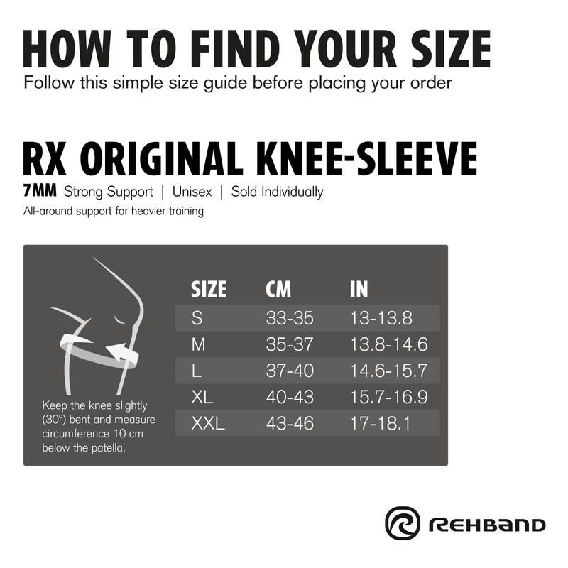 Rehband Rx Original Knee Support, 1 Piece or 1 Pair,