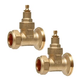 Trident 22mm Central Heating Pump Valves (2 Pack) Brass, Gate Valve Type, with Washers.