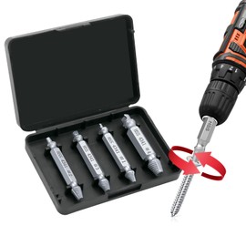 4 Pcs Damaged Screw Extractor Set, Broken Bolt Damaged Screw Extractor Kit, Broken Bolt Extractor Screw Remover, Stripped Head Screws for Easy Removal of Broken & Rusty Hardware Hardened