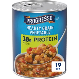 Progresso Protein Hearty Grain Vegetable Soup, Vegetarian Canned Soup, 19 oz