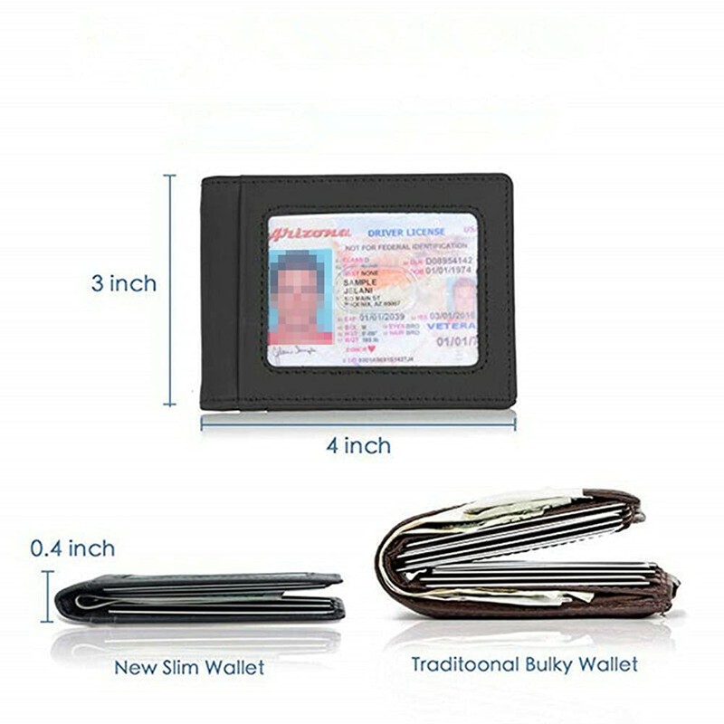 Rswsp RFID Men's Leather Slim Bifold Money Clip Wallet Front