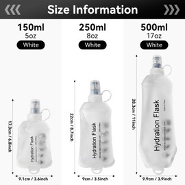 SHELEMB 150ml Soft Flask, Soft Water Bottle for Hydration Packs, Running, Hiking, Cycling and Climbing - 2Pcs White