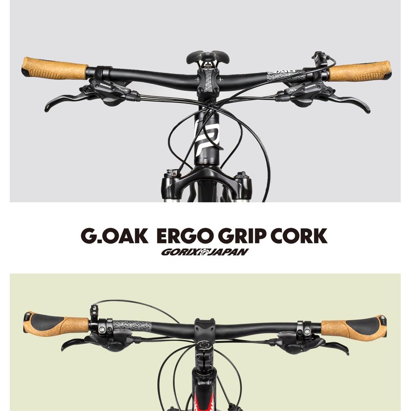 GORIX Bike Ergo Grips Cork Bar End Lock On Handlebar