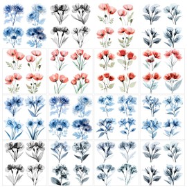 GOMAKERER 12 Sheets Rub on Transfers for Crafts and Furniture, 12 Styles X-Ray Flower Rub on Transfer Stickers PVC Rub On Decals for DIY Home Window Craft Decor, 5.5x5.5 Inch