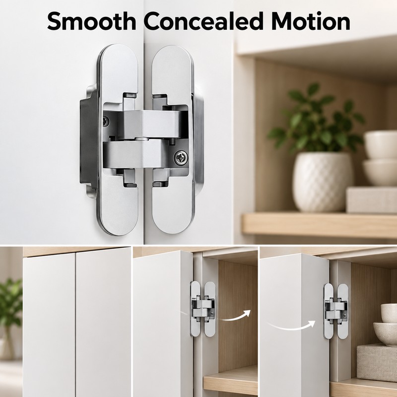 Invisible Door Hinges for Concealed Furniture Doors – Stainless Steel