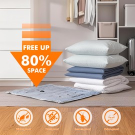 GRIFEMA GH83-6, 6 Pack Vacuum Storage Bags 80x60 cm - Reusable Space Saver Bags for Blankets, Duvets, Clothes, Seasonal Clothing & Travel Luggage Storage