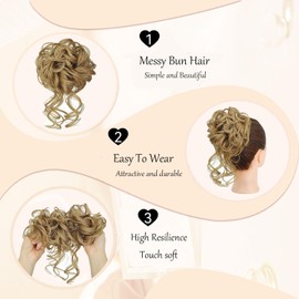 SHUHAOT Messy Bun Hair Curly Wavy Hair Pieces for Women Synthetic Messy Hair Chignon Bun Updo Hair Bun for Daily Wear (T30)
