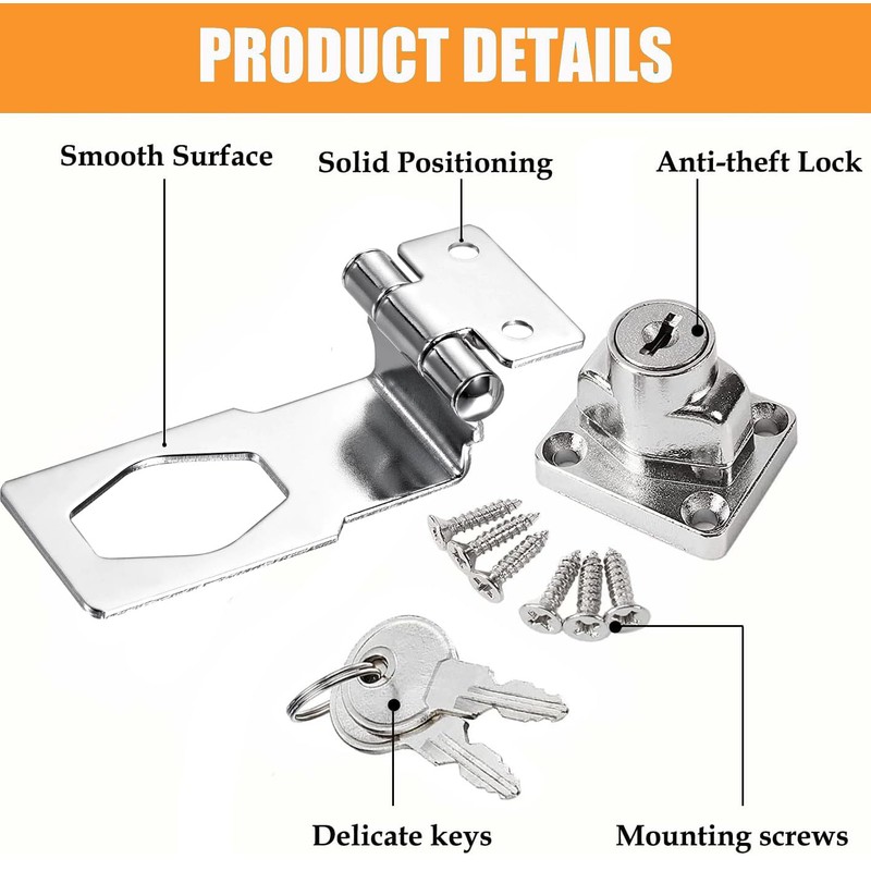 ZiYuya Padlock Hasp Right Angle 90 Degrees Safety Hasp Lock