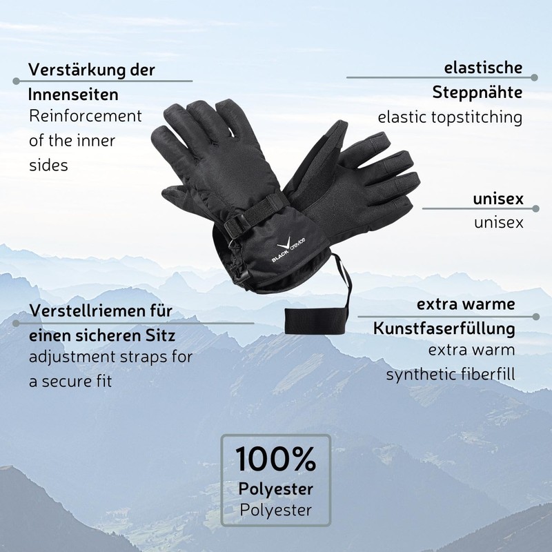 Black Crevice Adult Gloves Black black Size:Medium