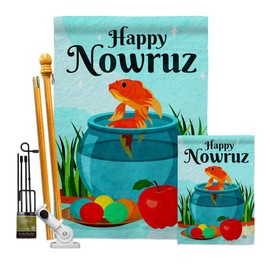 Ornament Collection Nowruz Persian Garden House Flags Kit Religious New Year Christian Religion Day Small Decorative Gift Yard Banner Made in USA 28 X 40