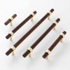 SYZOW 6 Pack Walnut Cabinet Pulls Brushed Brass Drawer Handles,Gold