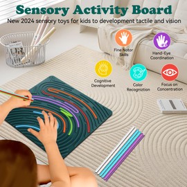 CowGoldChild Sensory Activity Board Toys - Silicone Fidget Toy for Kids Push and Peel Calm Down Toy Quiet Double-Sided Pad Sensory Toys for Autism ADHD Boys Girls Activities Travel 3+ (20cm Square)